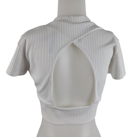 Victoria's Secret PINK Short Sleeve White Open Back Knit Top L - Picture 2 of 4